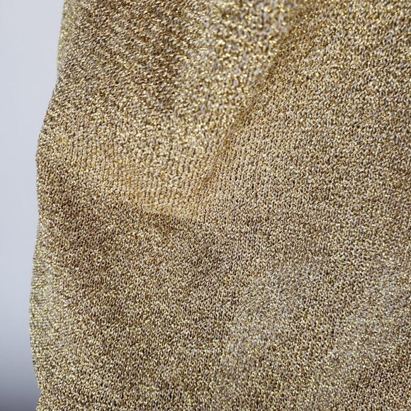 Tibi Long Sleeve Dress Gold Sparkle Glitter Metallic Pullover Womens Size Small - Picture 8 of 9